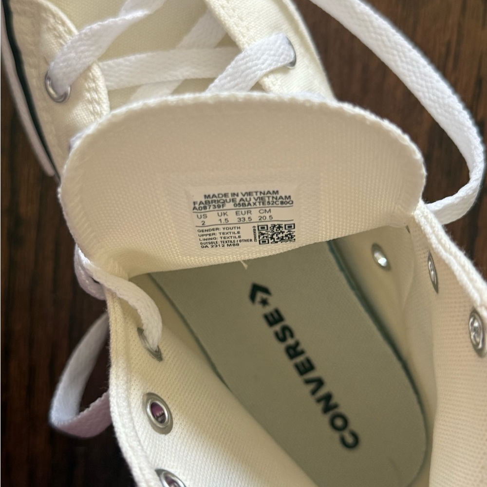 Converse Kids Cream High-Top Sneakers with Butterfly Design - Picture 3 of 5